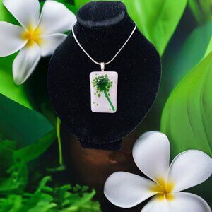 Asymmetric textured pendant necklace, Handmade pink & green festival jewelry